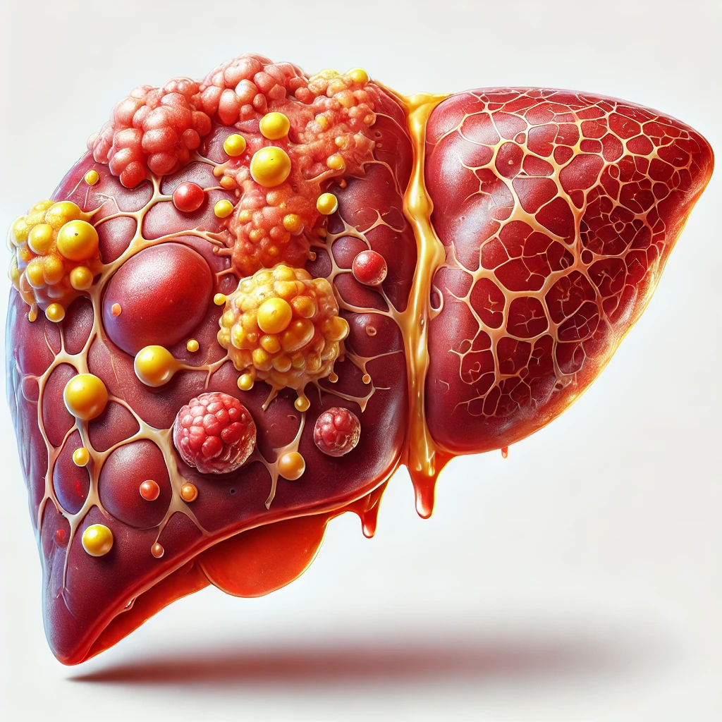 DALL·E-2024-10-28-12.19.27-A-detailed-illustration-of-a-human-liver-affected-by-NASH-non-alcoholic-steatohepatitis-with-reddish-and-yellow-patches-signs-of-inflammation-and.webp